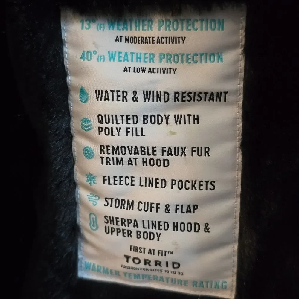 Torrid Black Puffer Coat